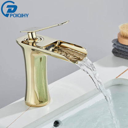 White Basin Faucet Waterfall Spout Bathroom Mixer Tap