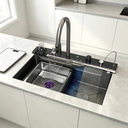 Stainless Steel Waterfall Sink Large Slot Integrated Sinks