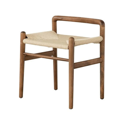 Momo Scandinavian Simple Wood Vanity Stool Rattan Wicker