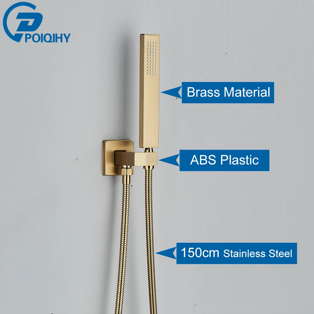 Poiqihy Golden Handshower Head 150cm Stainless Steel Shower