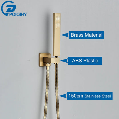Poiqihy Golden Handshower Head 150cm Stainless Steel Shower