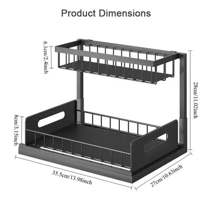 Tier Sliding Under Sink Storage Rack Rustproof Metal