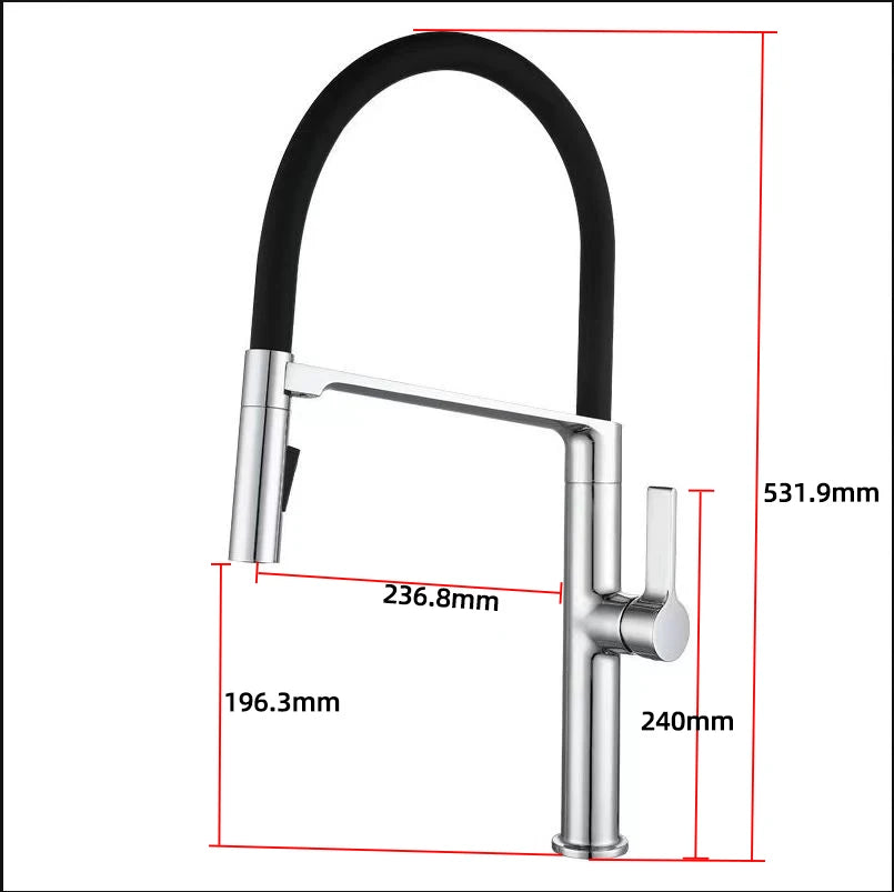 Gunmetal Rubber Faucet Mixer Rotation Pull Down Stream