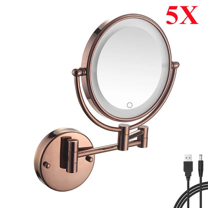 Brushed Nickel Touch Led Folding Bathroom Mirror 10x