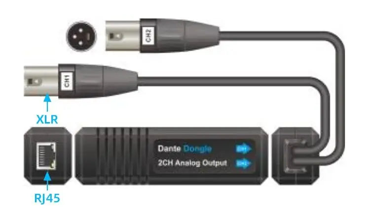 Dante Input Dongle Converter 2-Channel Analog Output Independent