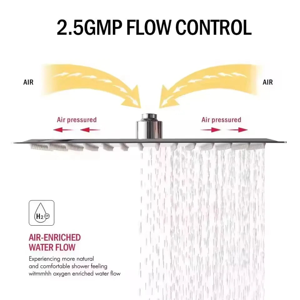 Rainfall High Pressure Shower Head 12/10/8 Inch Stainless