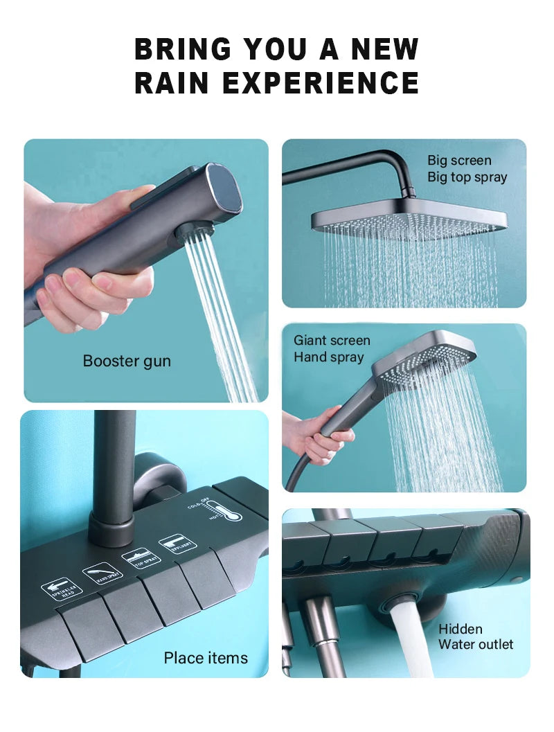 Gold Piano Bathroom Shower System Quality Aluminum Bathroom