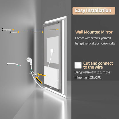 Led Backlit Mirror Bathroom Vanity Lights Anti-Fog Dimmable