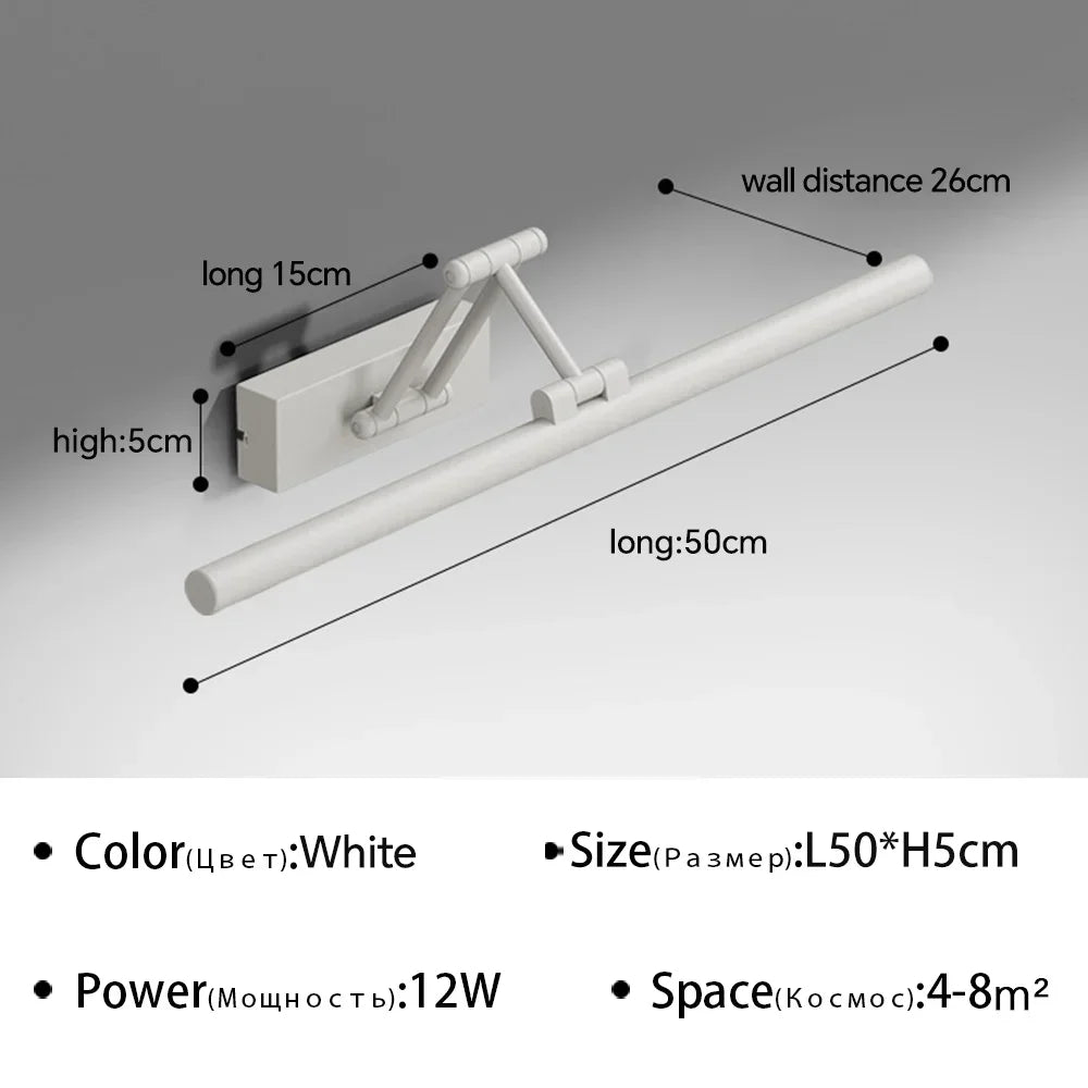 Modern Led Wall Lamp Bathroom Mirror Lamp Retractable