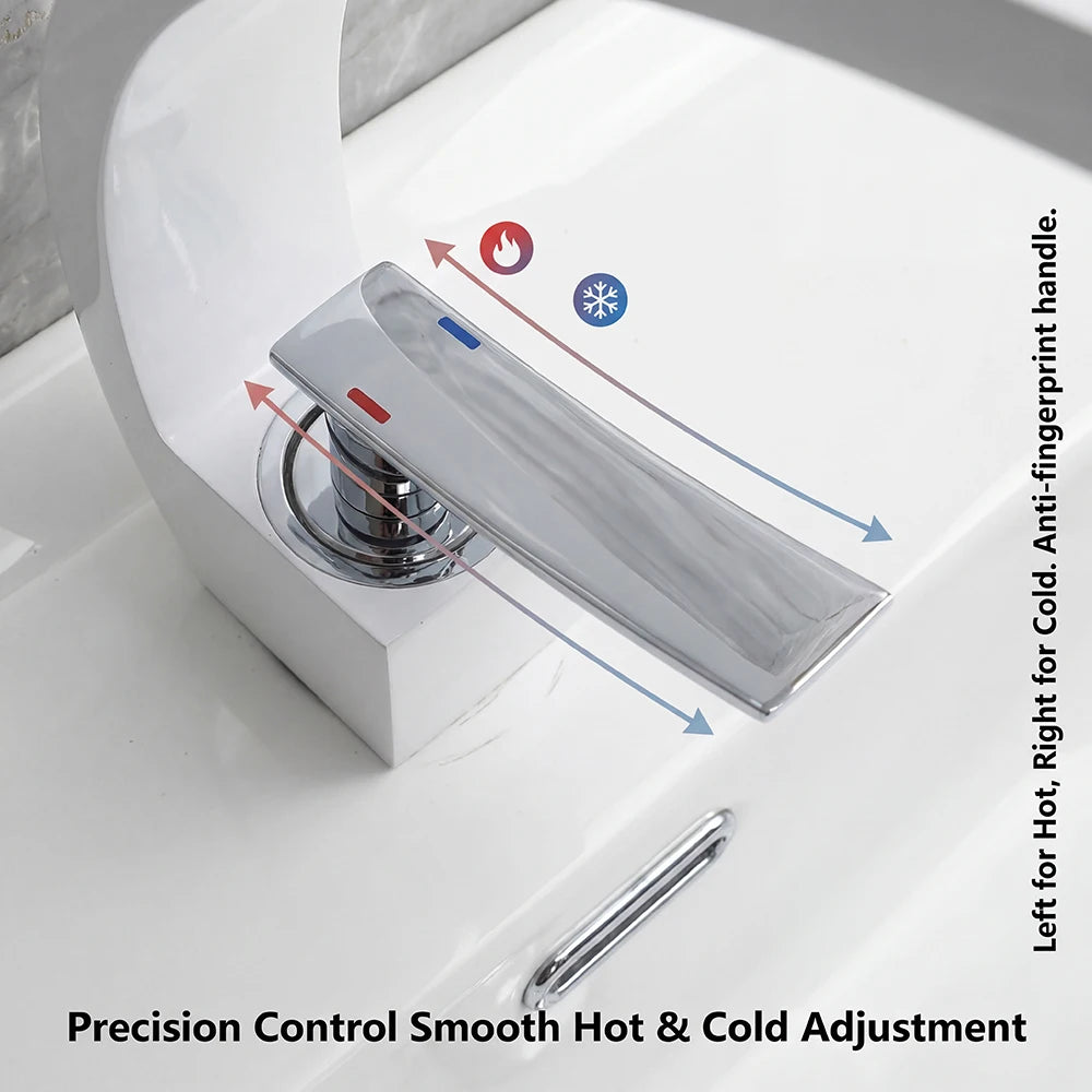 Modern Minimalist Handle White Bathroom Sink Faucet Aluminum