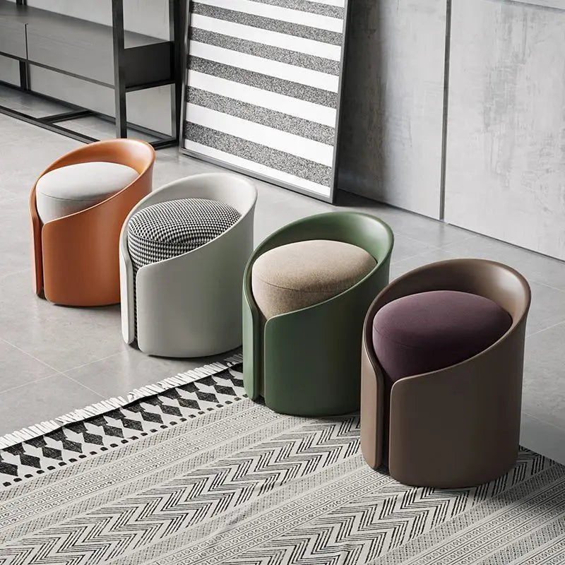 Nordic-Style Round Pouf Versatile Multipurpose Stool Vanity Shoe