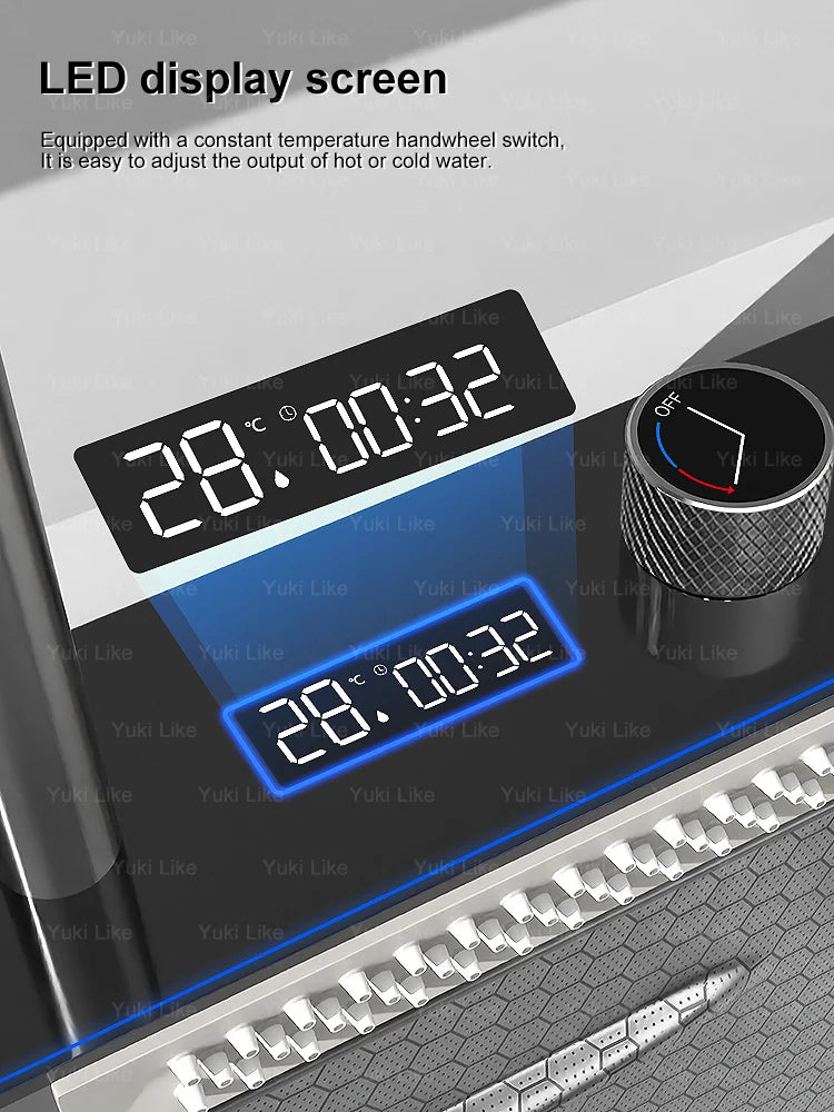 Silver Smart Sink Digital Display Waterfall Faucet Stainless