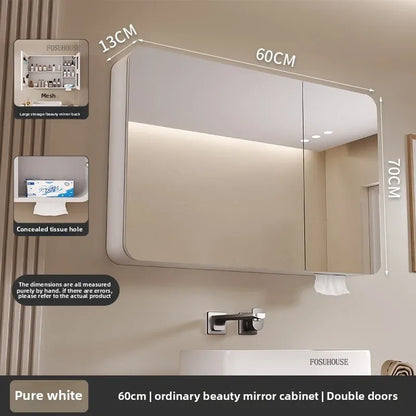 Arc-Shaped Smart Bathroom Mirror Cabinet Wall-Mounted Bathroom