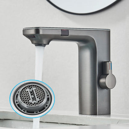 Gray Smart Daul Sensor Bathroom Basin Faucet Cold