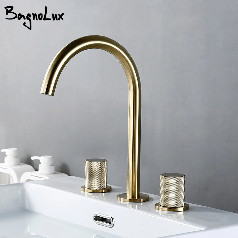 Basin Faucet Cold Tap Bathroom Knurled Double Handle