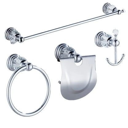 Pieces Chrome Gold Polished Bathroom Sets Brass&Crystal Towel