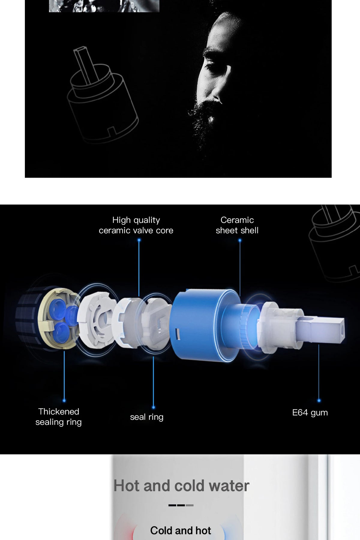 Light Luxury Gun Gray Brass Faucet Digital Display