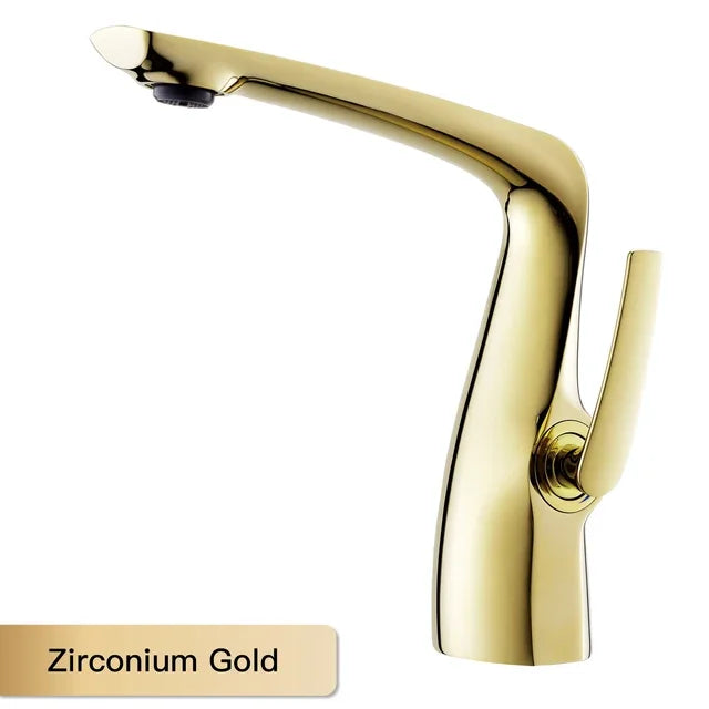 Luxury Rose Gold Brass Bathroom Faucet Modern 1-Hole