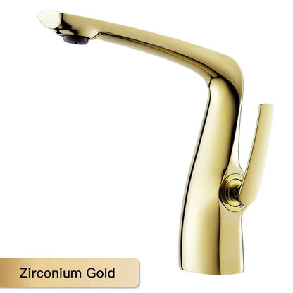 Luxury Rose Gold Brass Bathroom Faucet Modern 1-Hole