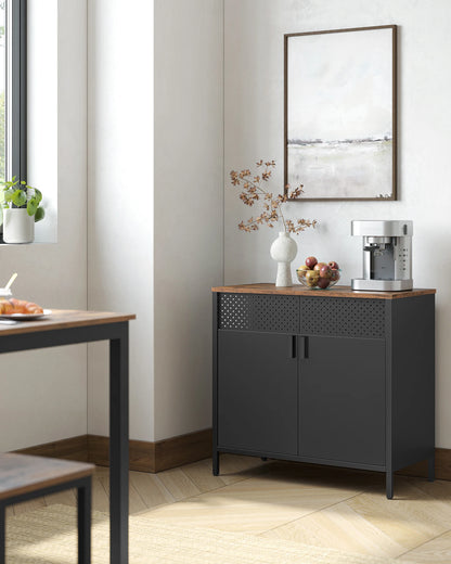 Sideboard Cupboard Double Door Cabinet Adjustable Floor Steel