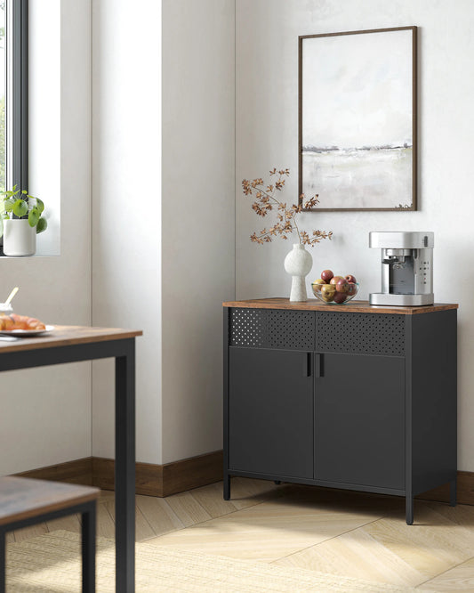 Sideboard Cupboard Double Door Cabinet Adjustable Floor Steel