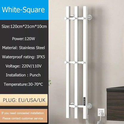 Oxg 3-Bar Electric Heated Towel Rack Timer Wall