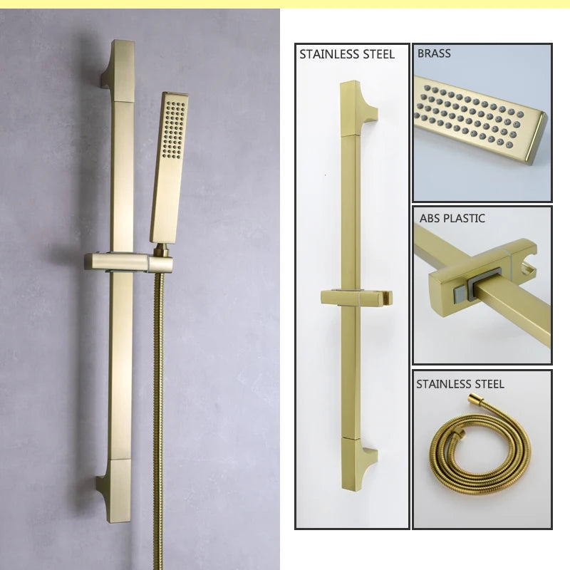 Slide Bar Hand Shower Brushed Matt Gold Functions