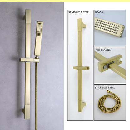 Slide Bar Hand Shower Brushed Matt Gold Functions