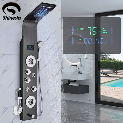 Shinesia Led Shower Panel Rainfall Bathroom Column Mixer