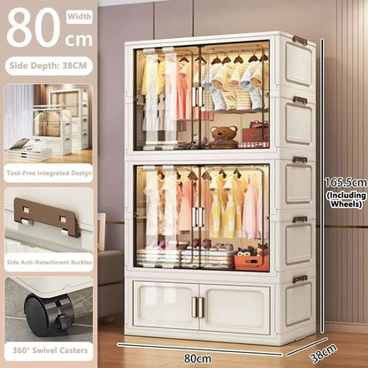 Multi-Functional Folding Storage Cabinet Doors White/Black/Gray