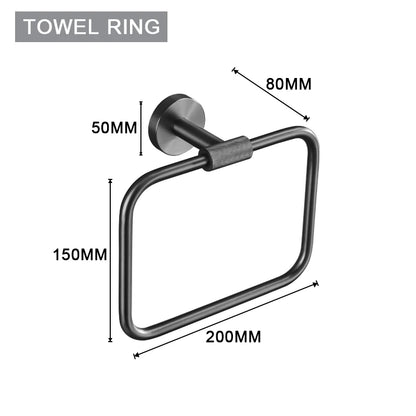 Grey Bathroom Hardware Kit Stainless Steel Round Wall