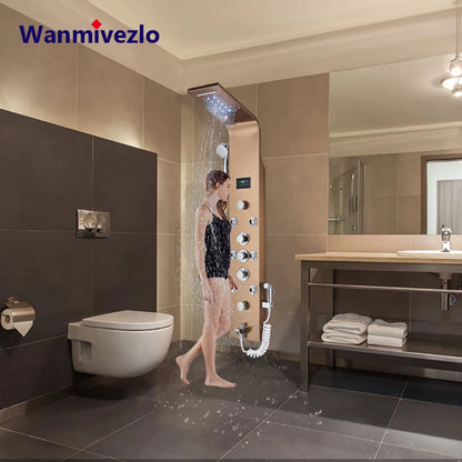 Led Shower Panel Six Functions Waterfall Shower Panel