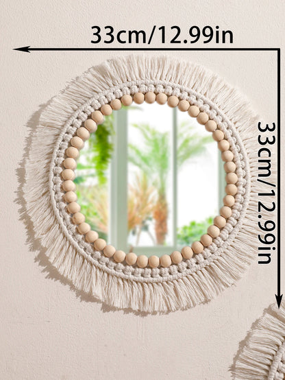 Boho Decorative Mirrors Macrame Round Mirror Aesthetic Room