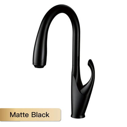 High-End Touch Black Faucet Brass Pull-Out Design Three-Function