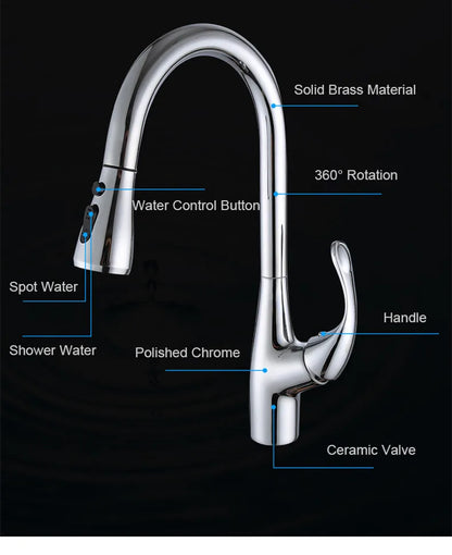 Brass Touch On Fauct Pull Down Cold Sink