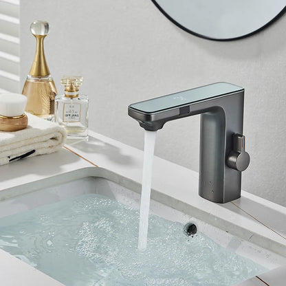 White Touchless Sensor Basin Faucet Smart Digital Display