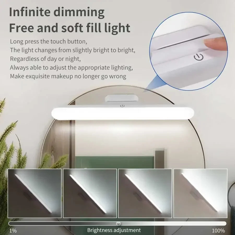 Led Makeup Mirror Light Rechargeable Stepless Dimming Magnetic