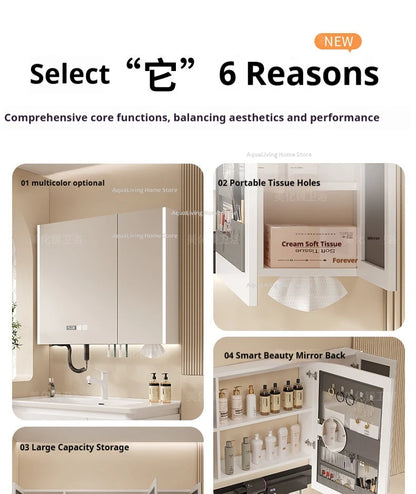 Modern Smart Bathroom Mirror Cabinet Wall-Mounted Vanity Mirror