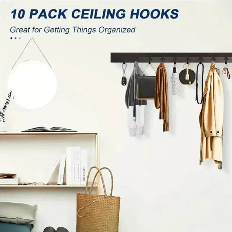 5pcs Bedroom Stainless Steel Screw Mounted Ceiling Hooks