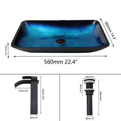 Kemaidi Big Tempered Glass Basin Sink Washbasin Bathroom