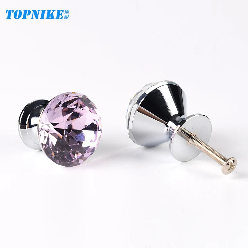 Colorful Crystal Glass Ball Pulls Knobs Wardrobe Door