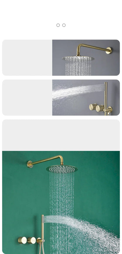Bathroom Shower System Brushed Gold Cold Faucet Bath