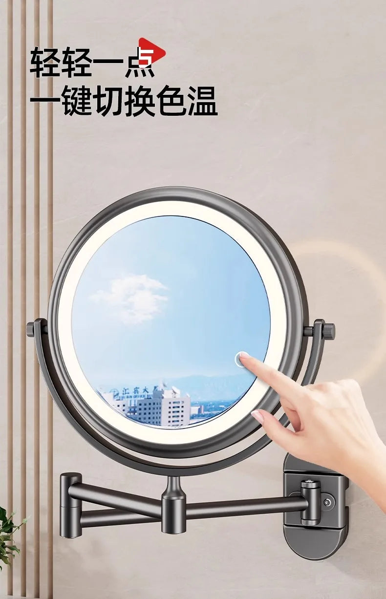 Rotatable Led Light Suction Cup Makeup Wall Mirror