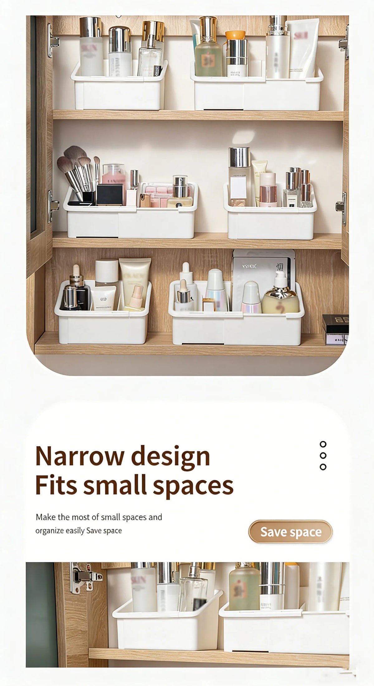 1/2/4pcs Mirror Cabinet Expandable Cosmetic Storage Box