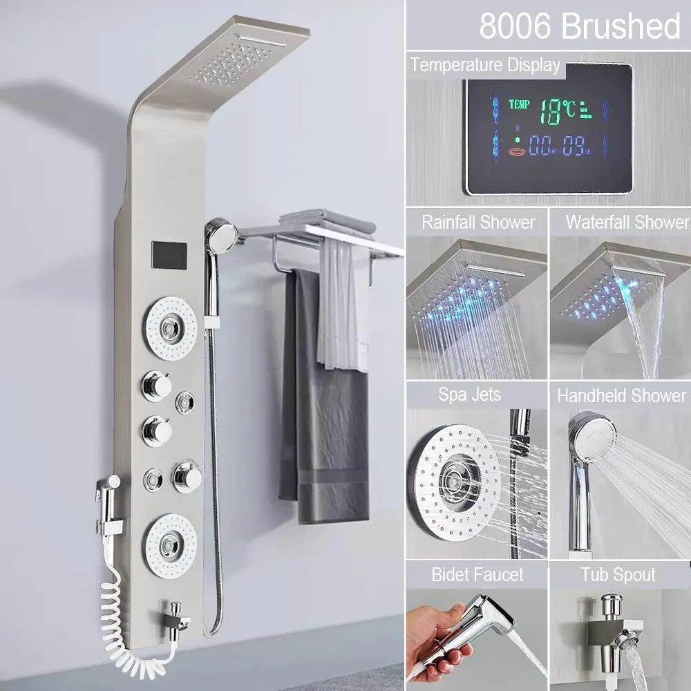 Bathroom Shower Panel Led Rainfall/Waterfall Shower Head
