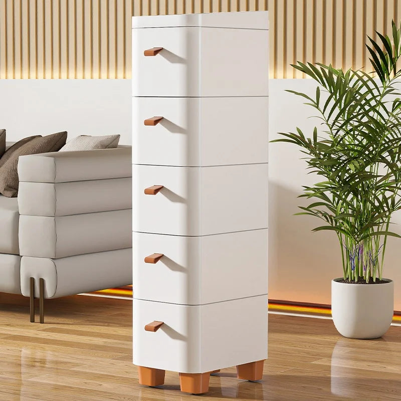 Narrow Multi-Layer Drawer Style Storage Cabinet Bathroom