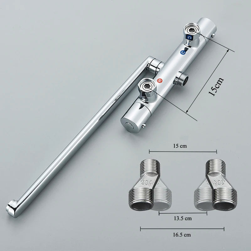 Thermostatic Shower Faucet Mixing Valve Bathroom Long Rotate