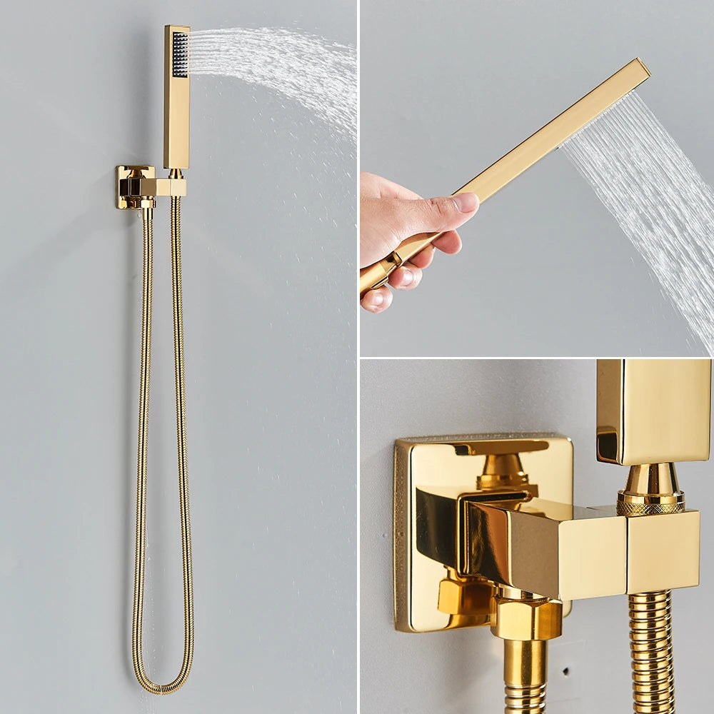 Golden Shower Faucets 2-Ways Rainfall Shower System Wall