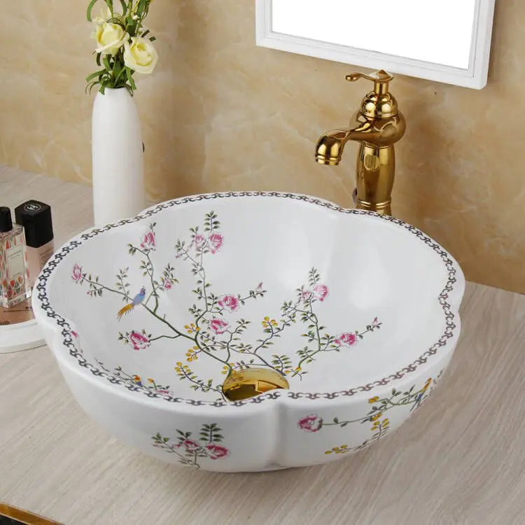 Zappo Above Counter Ceramic Vessel Sink Bathroom Round