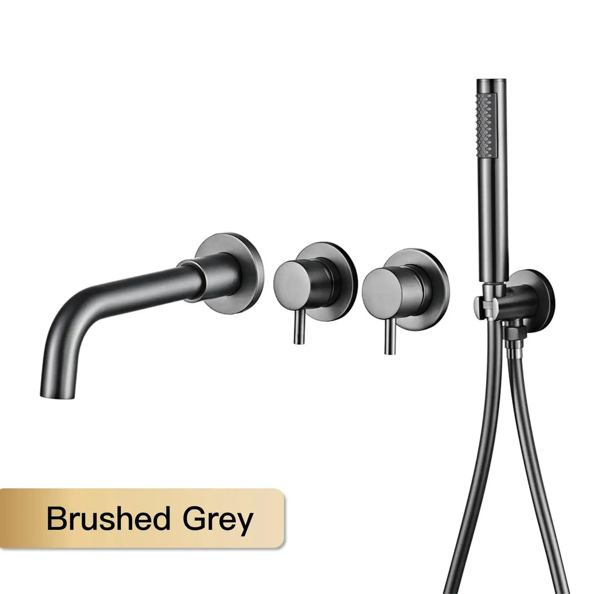 Brushed Gold Concealed Wall-Mounted Bathtub Faucet Gun Grey